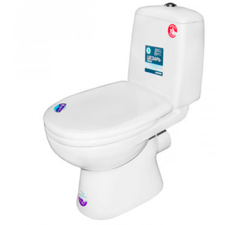 Унитаз-компакт SANTEK ЦЕЗАРЬ 1.WH30.1.746, выпуск прямой, сиденье дюропласт soft-close, спуск двухрежимный, цвет белый