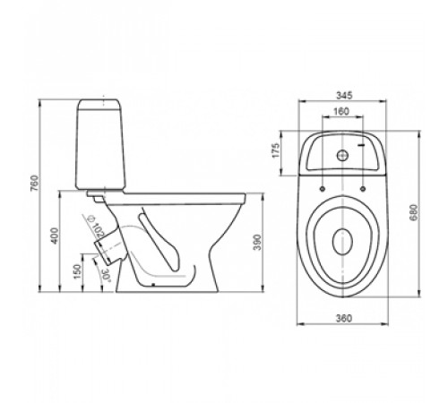 Унитаз-компакт SANTERI ПРАЙМ 1.P205.4.S00.00B.F, цвет белый