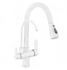 Смеситель для кухни с краном для питьевой воды MATRIX SMF-363637/WT 40 мм цвет белый крап