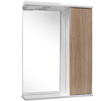 Шкаф зеркальный в ванную комнату "КАНТРИ 55" правый белый/дуб Санремо с подсветкой