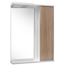 Шкаф зеркальный в ванную комнату "КАНТРИ 55" правый белый/дуб Санремо с подсветкой