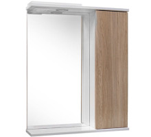 Шкаф зеркальный в ванную комнату "КАНТРИ 60" правый белый/дуб Санремо с подсветкой
