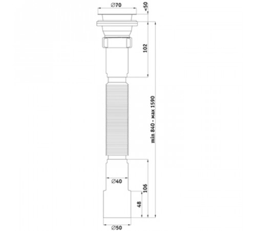 Гофросифон АНИ G116 1-1/2х40/50 мм удлиненный