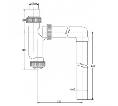 Сифон для писсуара VIRPlast 30987082 1-1/2 х 40 мм