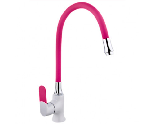 Смеситель для кухни MATRIX SMF-323317/WT-PK 40 мм (розовый силиконовый излив) ручка 5 цветов