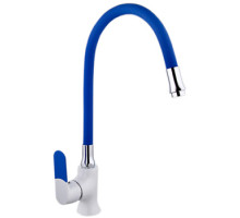 Смеситель для кухни MATRIX SMF-323317/WT-BL 40 мм (синий силиконовый излив) ручка 5 цветов