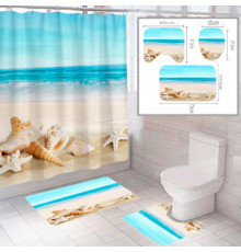 Штора и два коврика для ванной комнаты комплект "Пляж-2"