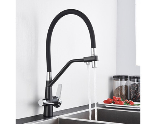 Смеситель для кухни с краном для питьевой воды MATRIX SMF-323357/BK 40 мм цвет черный/хром