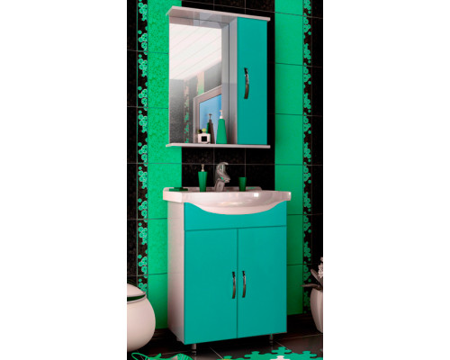 Шкаф зеркальный в ванную комнату "БАЛИ 55" универсальный зеленый