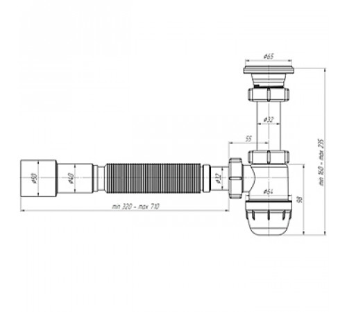 Сифон АНИ ЮНГ ВМ 1016 1-1/4 х32 мм