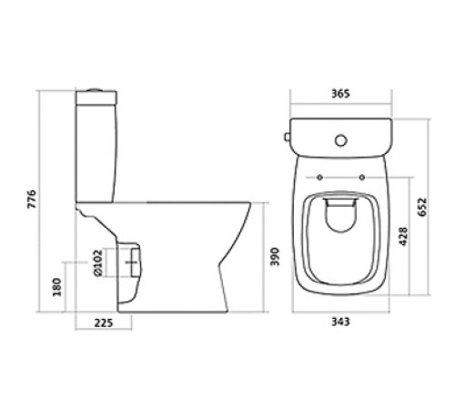 Унитаз-компакт SANTEK НЕО 1.WH30.2.418, безободковый, выпуск прямой, rimless, сиденье дюропласт soft-close, спуск двухрежимный, цвет белый