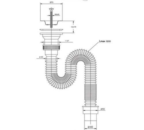 Гофросифон VIRPlast ЭЛИТ 632 1-1/2х40/50 мм