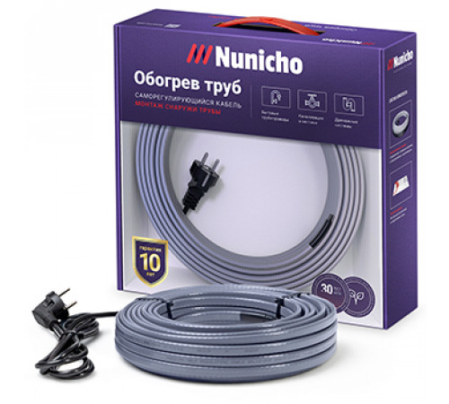 Кабель греющий NUNICHO SRL 16-2 CR саморегулирующийся на трубу (8 м)