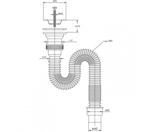 Гофросифон VIRPlast ЭЛИТ 631 1-1/2х40/50 мм
