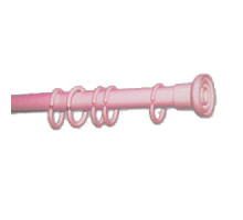 Карниз для ванной "Прима" 120-210см, розовый с кольцами