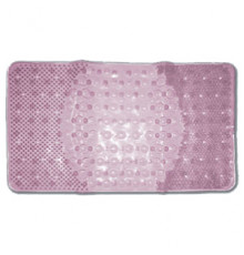 Коврик резиновый массажный 66х39 для ванной на присосках, розовый