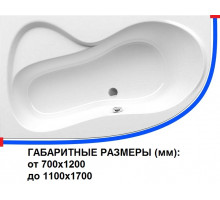 Карниз для ванной "Zalel" 1700*1100см, хром, парус, алюм., без колец